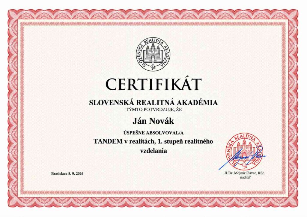 TANDEM certifikát